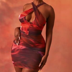 Oh Polly - Out of This World Crossover Ruched Mini Dress